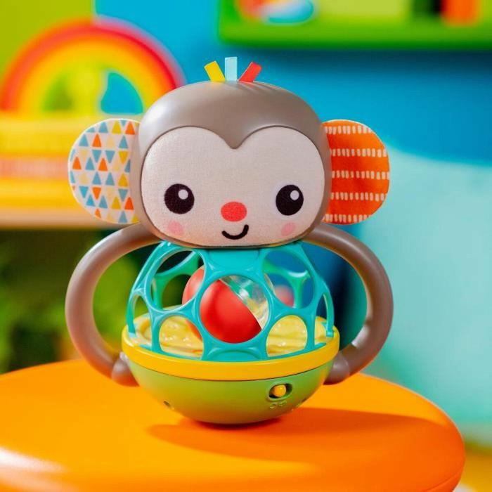 Bright Starts Juguete sonajero musical Giggle Monkey con captura fácil Oball
