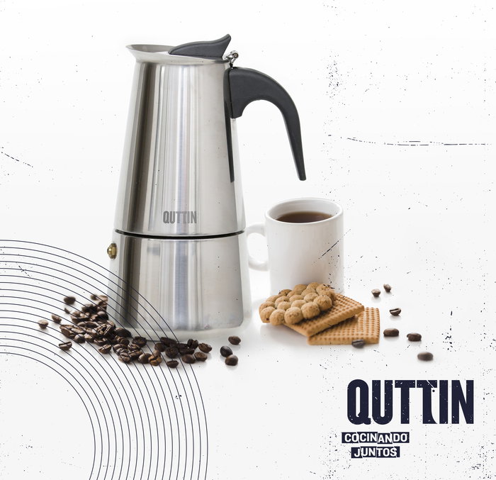Quttin Cafetera 4 Servicios Inducción Inox (6 Unidades)
