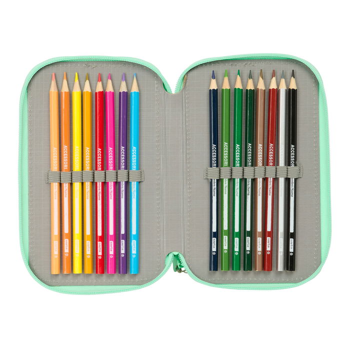 Plumier Triple Dora Verde 37 Piezas