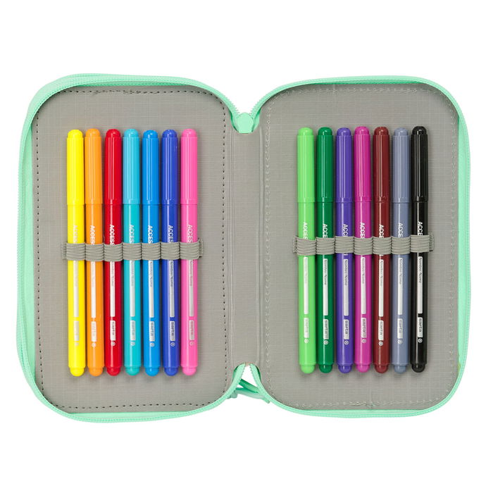 Plumier Triple Dora Verde 37 Piezas