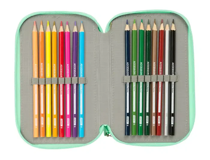 Plumier Triple Dora Verde 37 Piezas