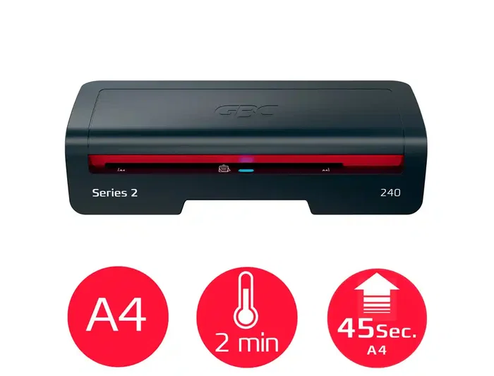 GBC 240 Plastificadora A4 Profesional, Calentamiento Rápido 2 Min, hasta 125 Micras, Función Ahorro Energía, Color Negro