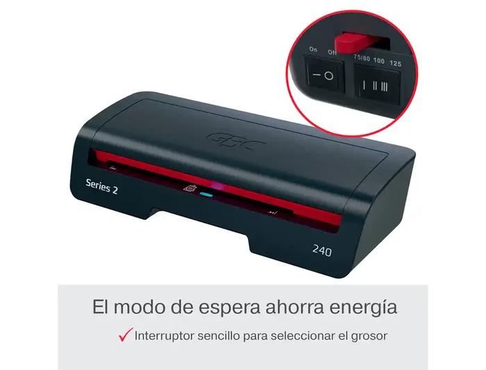 GBC 240 Plastificadora A4 Profesional, Calentamiento Rápido 2 Min, hasta 125 Micras, Función Ahorro Energía, Color Negro