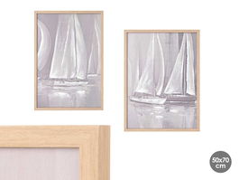 Giftdecor Cuadro Lienzo Marco Natural Velero Surtidos 50 cm x 70 cm (Set de 6)