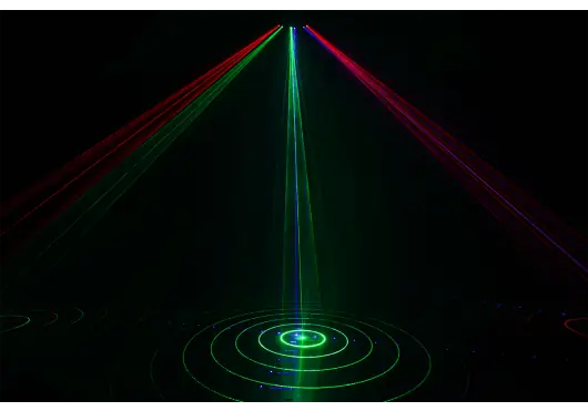 ALGAMLIGHT Haz de Luz X6 RGB DMX 4 LÁSERES 260mW Estroboscopio 8 Canales Sonido/Automático