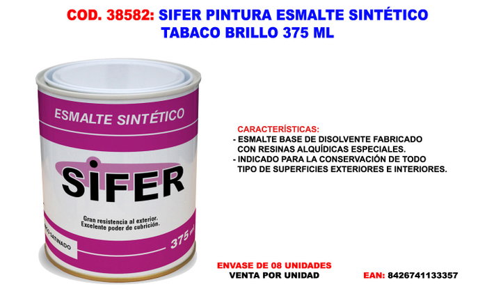 SIFER Esmalte Sintético Tabaco Brillo 375 ml SIFER Esmalte Sintético Tabaco Brillo 375 ml
