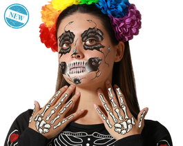 Atosa Tatuajes de Maquillaje Temporal de Esqueleto y Flores