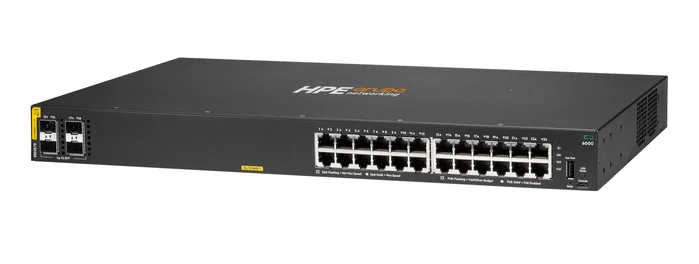 HPE Aruba Networking CX 6000 24p 10M/100M/1G Class4 PoE 4p SFP 1G 370W Switch EU HPE Aruba Networking CX 6000 24p 10M/100M/1G Class4 PoE 4p SFP 1G 370W Switch EU