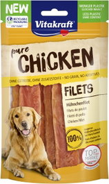 Vitakraft Snack Tiras Pollo 10x80gr, 100% Carne Magra, Sin Cereales, Sin Aditivos