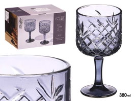 Vivalto Copa Troquelada 380 ml Vidrio Gris 9x17x9 cm Humo (Set de 24)