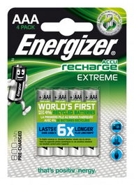 Energizer E300624400 Pilas Recargables Extreme Potencia 800 mAh AAA HR03 Blister x4