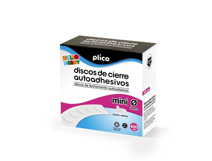 Plico Cierres Autoadhesivos Velcro Mini 10 mm Blanco Caja 400 Unidades