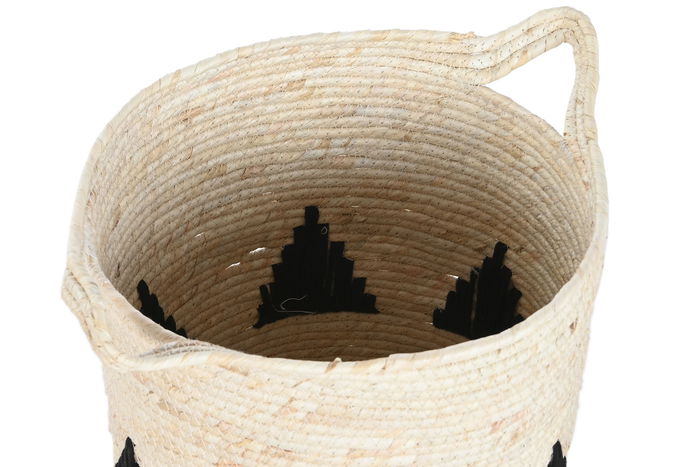 DKD Home Decor Cesta Boho Set de 3 (2 Unidades) Negro Gris Natural 33 x 40 x 33 cm