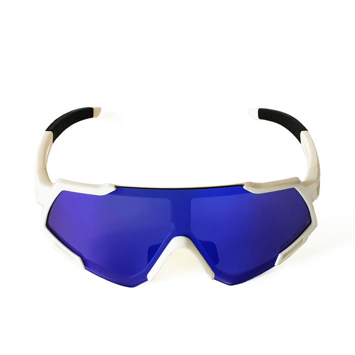 Brown Labrador Gafas de Sol FX RACE #blanco-azul para Adultos Unisex Running Ciclismo Policarbonato TR90