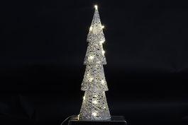 DKD Home Decor Decoración Luminosa Navidad Moderna Árbol Blanco Champan Metal LED 14 x 50 x 14 cm (2 Unidades)