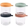Beaba Set de 4 raciones de comida de cristal - Mezcla de colores Sunrise - 250 ml