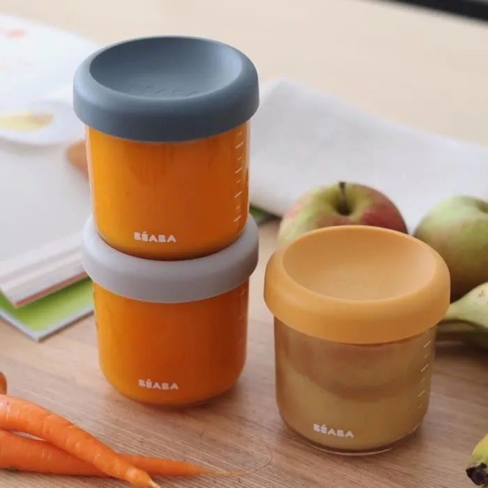 Beaba Set de 4 raciones de comida de cristal - Mezcla de colores Sunrise - 250 ml