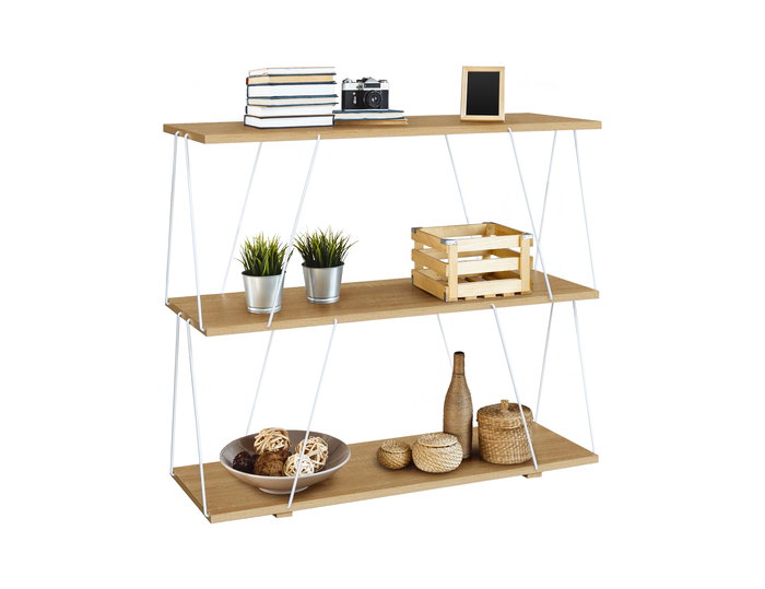 Inde Estanteria 3 Niveles Metal-Madera White 80x30x71.2 cm (2 Unidades)