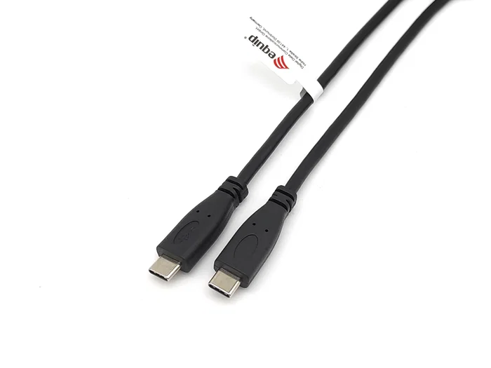Equip Cable USB C a USB C 3 m / 3 metros, USB 2.0, 480 Mbps, PD 60W, carga y datos, blindado, conector macho, negro