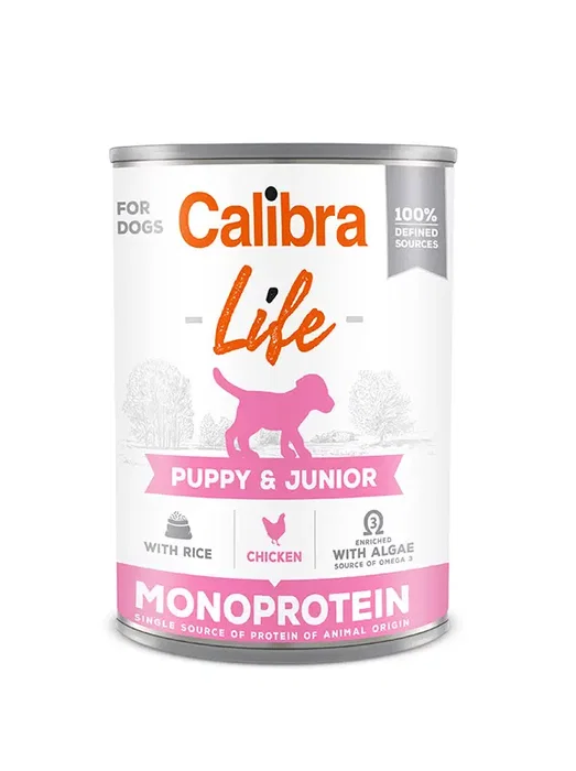 Calibra Dog Life Lata Puppy&Junior Pollo Y Arroz 6x400 gr Alimento Húmedo para Cachorros y Jóvenes Calibra Dog Life Lata Puppy&Junior Pollo Y Arroz 6x400 gr Alimento Húmedo para Cachorros y Jóvenes