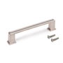 Emuca Lote de 5 tiradores para mueble Tanger, L147.5mm, intereje 128mm, Zamak, Níquel satinado