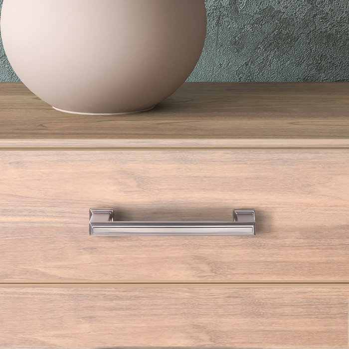 Emuca Lote de 5 tiradores para mueble Tanger, L147.5mm, intereje 128mm, Zamak, Níquel satinado Emuca Lote de 5 tiradores para mueble Tanger, L147.5mm, intereje 128mm, Zamak, Níquel satinado