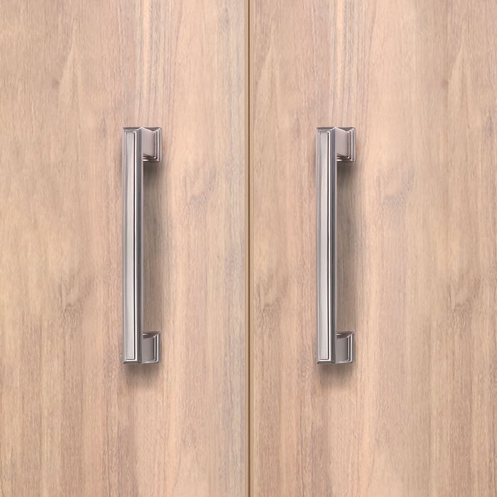 Emuca Lote de 5 tiradores para mueble Tanger, L147.5mm, intereje 128mm, Zamak, Níquel satinado