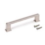 Emuca Lote de 5 tiradores para mueble Tanger, L147.5mm, intereje 128mm, Zamak, Níquel satinado