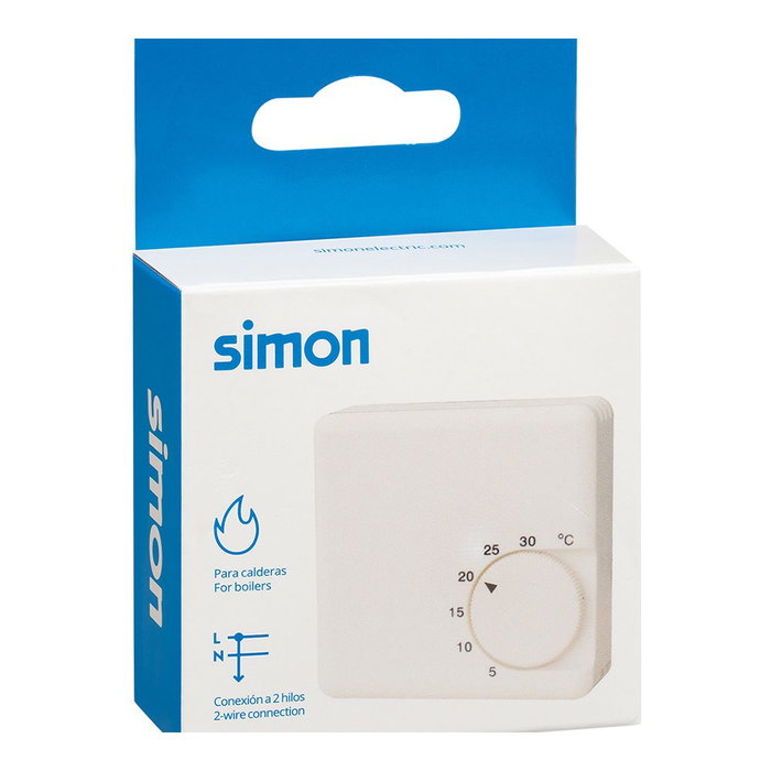Simon Termostato Mecánico Analógico Blanco 10A 5-30°C IP20 70x27x70mm para Calefacción Simon Termostato Mecánico Analógico Blanco 10A 5-30°C IP20 70x27x70mm para Calefacción