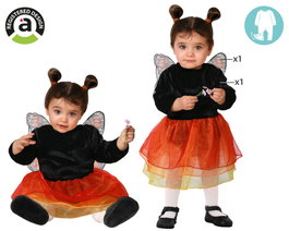 Disfraz Mariposa Naranja con Alas Bebé Niña 6-12 Meses Vestido y Alas Polyester