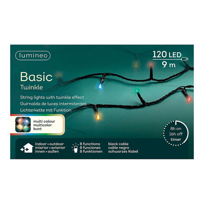 Lumineo Guirnalda Basic Multifunción Multicolor 120 LEDs 9 m Lumineo Guirnalda Basic Multifunción Multicolor 120 LEDs 9 m