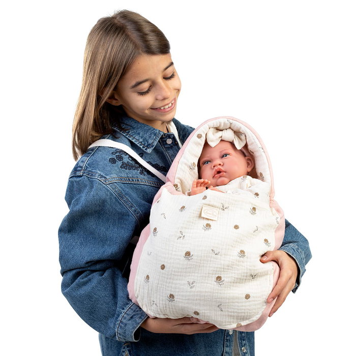 Muñecas Antonio Juan 33021 Muñeca Recién Nacida Lúa de Paseo de 42 cm, con Saquito Portabebés, para Niños +3 Años