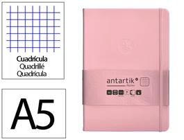 Antartik Cuaderno A5 Tapa Dura Hojas Cuadriculadas Rosa Pastel 100 Hojas 80 Gr FSC