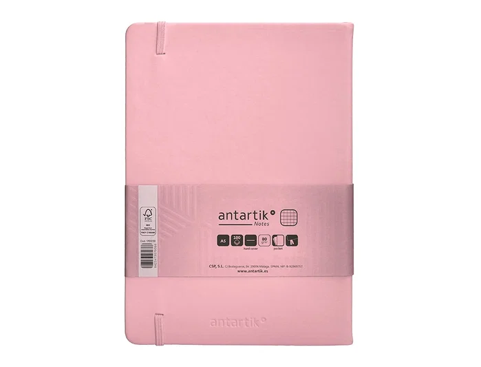 Antartik Cuaderno A5 Tapa Dura Hojas Cuadriculadas Rosa Pastel 100 Hojas 80 Gr FSC