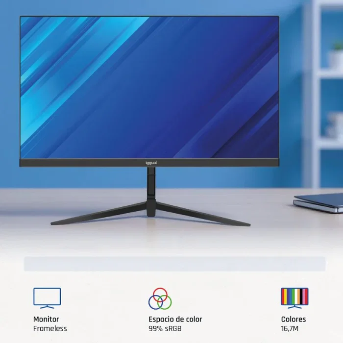 Iggual Monitor 21.5" IPS Full HD 120Hz 1ms con VGA, HDMI, DisplayPort, Diseño sin Marcos, ML21S (igg320037)