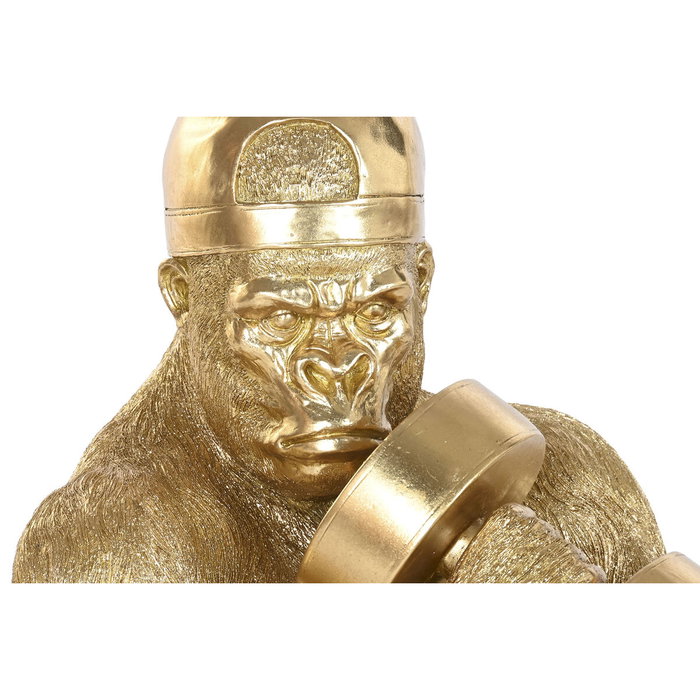 DKD Home Decor Figura de Gorila Dorado en Resina