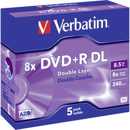 Verbatim DVD+R Doble Capa 8,5GB 8x Pack de 5