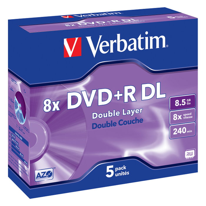 Verbatim DVD+R Doble Capa 8,5GB 8x Pack de 5