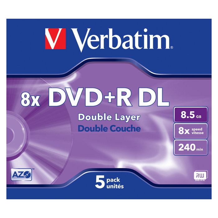 Verbatim DVD+R Doble Capa 8,5GB 8x Pack de 5