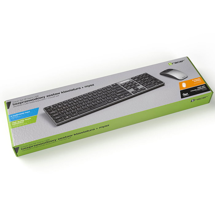 Tracer Set RF Nano Conjunto de Teclado y Ratón Inalámbrico Gris