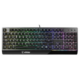 MSI GK30 Vigor Teclado Gaming RGB de Tamaño Completo, Switches de Membrana Tipo Mecánico, 6 Zonas de Iluminación, Resistente al Agua, Negro