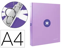 Antartik Carpeta A4 Forrada 4 Anillas 25 mm Redondas Color Lavanda