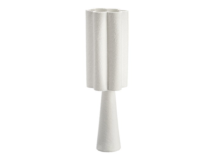 Giftdecor Lámpara Flor 130 cm Rugoso Metal Blanco Terciopelo