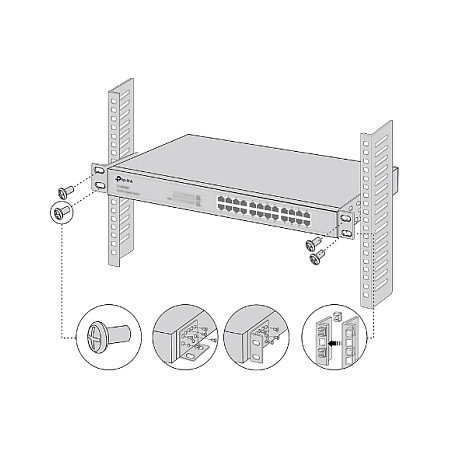 TP-Link Omada Kit de Montaje en Rack 19", Negro, Metal - Compatible con ER8411, TL-SG3428, VIGI NVR4032H y Más