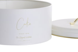 DKD Home Decor Bote de Metal para Dulces Blanco Roto y Dorado