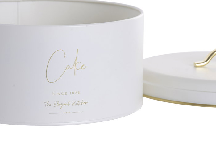 DKD Home Decor Bote de Metal para Dulces Blanco Roto y Dorado DKD Home Decor Bote de Metal para Dulces Blanco Roto y Dorado