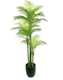 DKD Home Decor Palmera Verde con Base de Cemento