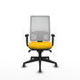 PIQUERAS Y CRESPO Silla de oficina Horna con mecanismo Sincro, asiento Amarillo y malla Blanco