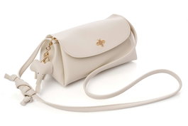 Lucky Bees Bolsa de Hombro Ava Cream, Cuero de Polivinilo, 22x11x12 cm, 3 Bolsillos Interiores, Color Crema