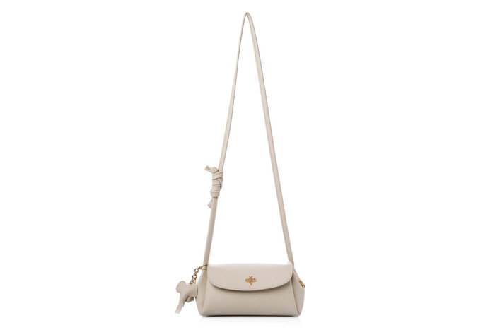 Lucky Bees Bolsa de Hombro Ava Cream, Cuero de Polivinilo, 22x11x12 cm, 3 Bolsillos Interiores, Color Crema